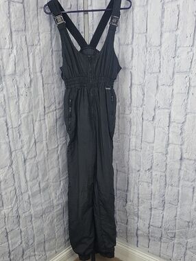 Vintage Edelweiss Ski Bib Snow Pants‎ Black Women's Size 8 Retro Skiwear